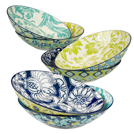 Soup Bowl Set Tapestry 40 Ounce Multicolored Porcelain