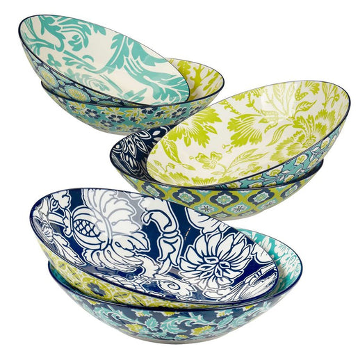 Soup Bowl Set Tapestry 40 Ounce Multicolored Porcelain