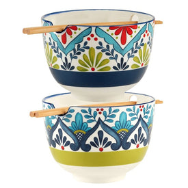 Soup Bowl Set Talavera 26 Ounce Multicolored Porcelain