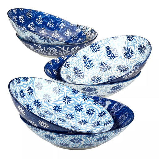 Soup Bowl Set Carnival 40 Ounce Blue Porcelain