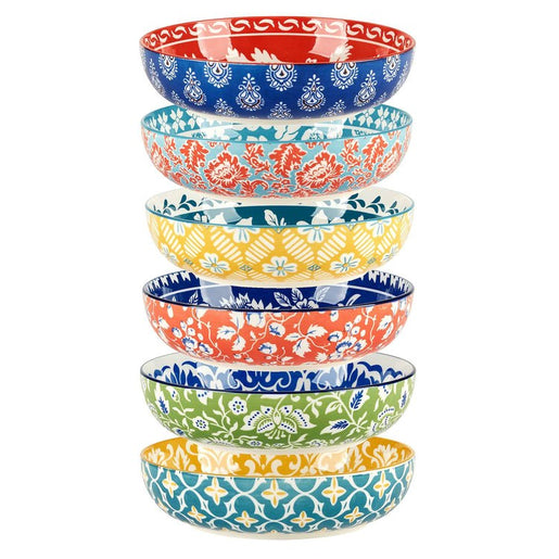 Soup Bowl Set Panache 40 Ounce Multicolored Porcelain