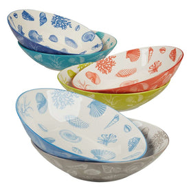 Soup Bowl Set Seaside 40 Ounce Multicolored Porcelain
