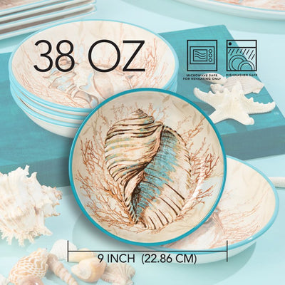 Soup Bowl Set Escape to the Sea 38 Ounce Multicolored Ceramic