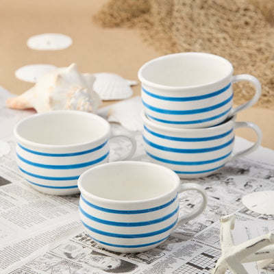 Soup Bowl Set Dockside 22 Ounce Blue/White Stoneware