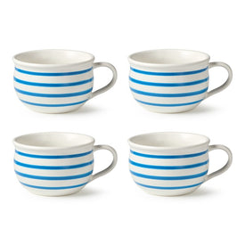 Soup Bowl Set Dockside 22 Ounce Blue/White Stoneware