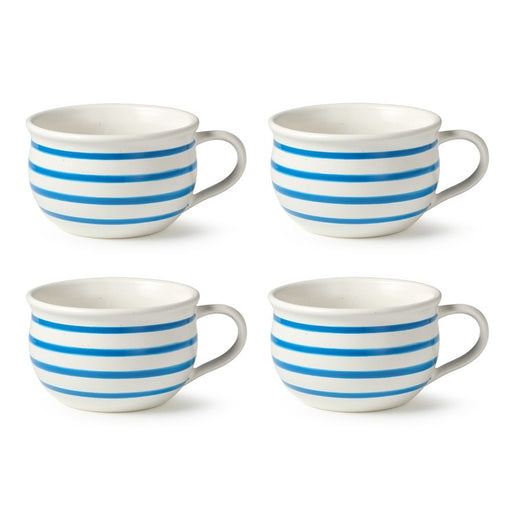 Soup Bowl Set Dockside 22 Ounce Blue/White Stoneware