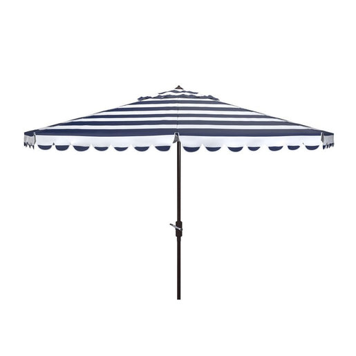 Umbrella Vienna Crank 11 Feet Round Navy/White Aluminum/Polyester