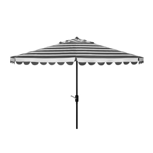 Umbrella Vienna Crank 11 Feet Round Black/White Aluminum/Polyester