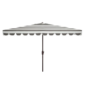 Umbrella Vienna Crank 6.5 x 10 Feet Rectangle Gray/White Aluminum/Polyester
