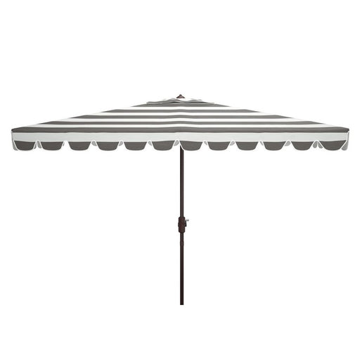 Umbrella Vienna Crank 6.5 x 10 Feet Rectangle Gray/White Aluminum/Polyester