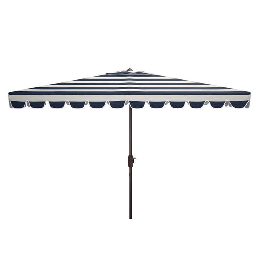 Umbrella Vienna Crank 6.5 x 10 Feet Rectangle Navy/White Aluminum/Polyester