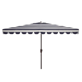 Umbrella Vienna Crank 6.5 x 10 Feet Rectangle Black/White Aluminum/Polyester