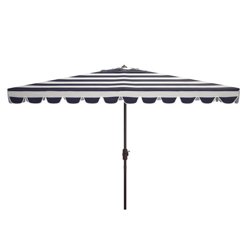 Umbrella Vienna Crank 6.5 x 10 Feet Rectangle Black/White Aluminum/Polyester