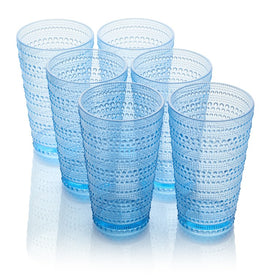 Glassware Set Santa Fe Ice Tea 22 Ounce Blue Acrylic 6 Piece