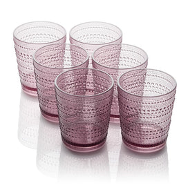 Glassware Set Santa Fe Double Old Fashion 16 Ounce Plum Acrylic 6 Piece