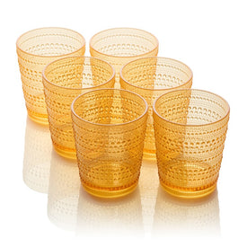 Glassware Set Santa Fe Double Old Fashion 16 Ounce Orange Acrylic 6 Piece