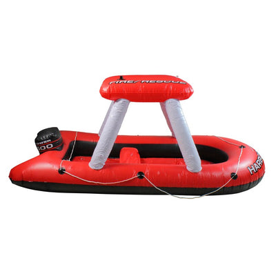 60" Inflatable Red and White Fire Boat Ride-On Water Squirter Swimming Pool Toy