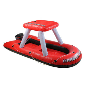 60" Inflatable Red and White Fire Boat Ride-On Water Squirter Swimming Pool Toy