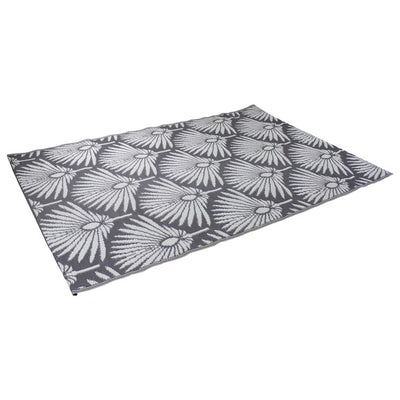 4' x 6' Gray and White Fan Leaf Rectangular Outdoor Area Rug