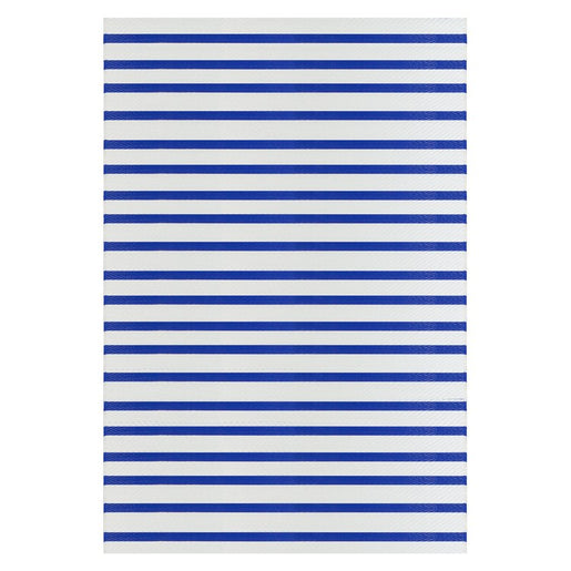 4' x 6' Blue and White Striped Rectangular Outdoor Area Rug