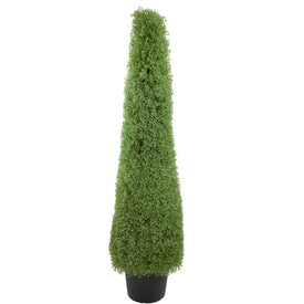 5' Artificial Boxwood Cone Topiary Tree with Round Pot - Unlit