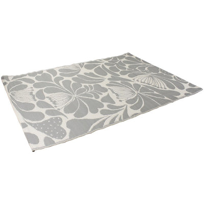 4' x 6' Gray and Off White Floral Rectangular Outdoor Area Rug