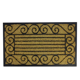 18" x 30" Natural Coir Stripes and Scrolls Outdoor Doormat