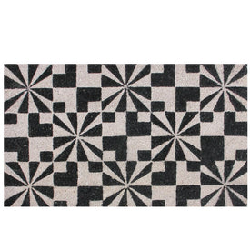 18" x 30" Black and Gray Abstract Rectangular Doormat