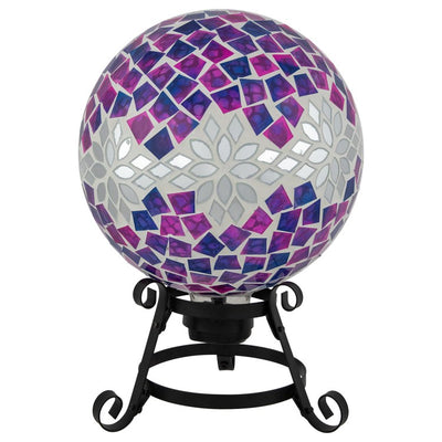10" Mosaic Floral Outdoor Garden Gazing Ball