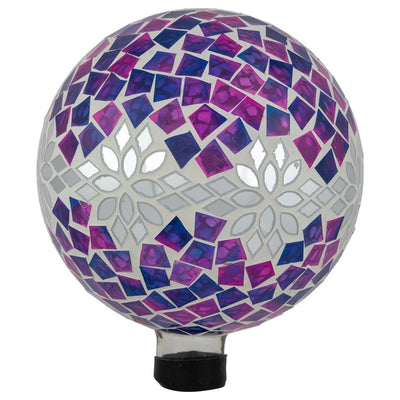 10" Mosaic Floral Outdoor Garden Gazing Ball