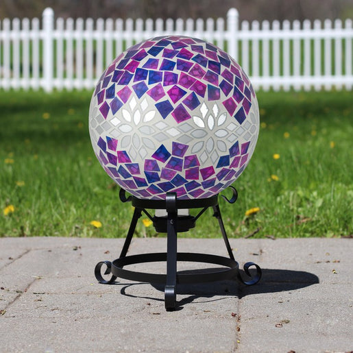 10" Mosaic Floral Outdoor Garden Gazing Ball