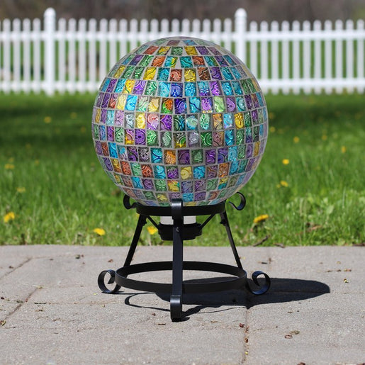 10" Mosaic Window Pane Outdoor Garden Gazing Ball