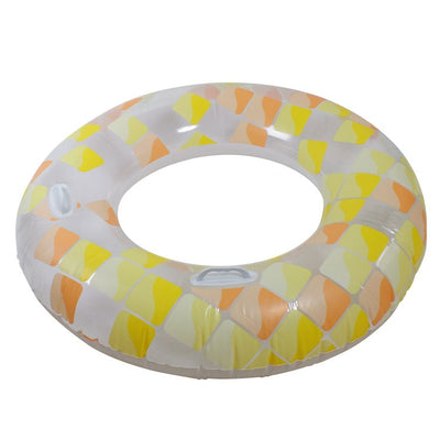 47" Inflatable Yellow and Orange Mosaic Swimming Pool Ring Float