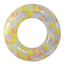 47" Inflatable Yellow and Orange Mosaic Swimming Pool Ring Float