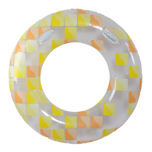 47" Inflatable Yellow and Orange Mosaic Swimming Pool Ring Float