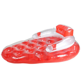 65" Red and White Inflatable Strawberry Pool Water Lounge Float
