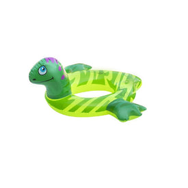 24" Inflatable Green and Yellow Dinosaur Swim Ring Tube Pool Float