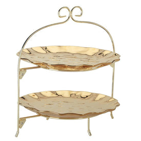 Serving Set Coast 2 Tier 3 Piece Gold Porcelain