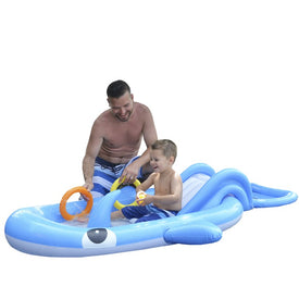 6.75' Inflatable Children's Whale Shaped Interactive Play Pool