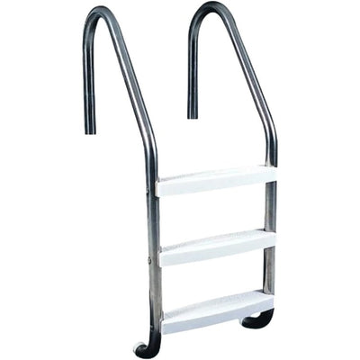 52" Silver and White Three Step In-Ground Swimming Pool Ladder