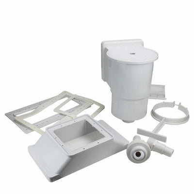 13.75" White Wide Mouth Thru Wall Skimmer with Brace and Face Plate