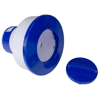 7" Blue and White Floating Swimming Pool Chlorine Dispenser