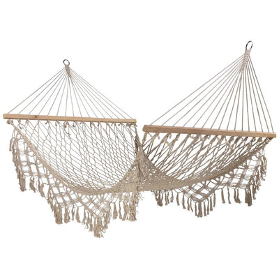 74" x 59" Lattice Macrame Rope Hammock with Wooden Bars