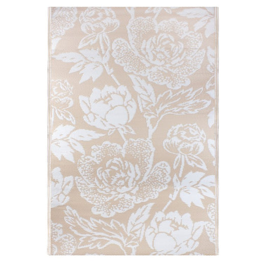 4' x 6' Gray and Off White Floral Rectangular Outdoor Area Rug