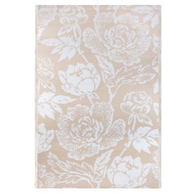 4' x 6' Gray and Off White Floral Rectangular Outdoor Area Rug