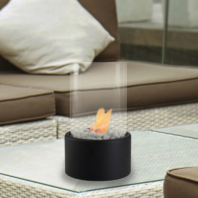 Bio Ethanol Round Portable Fireplace - Black