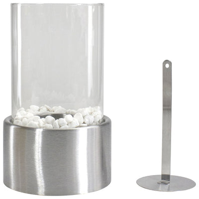 Bio Ethanol Round Portable Fireplace - Silver