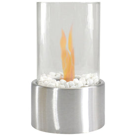 Bio Ethanol Round Portable Fireplace - Silver