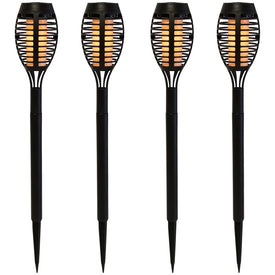 19.75" Black Solar Powered LED Pathway Markers Set of 4