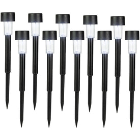 12.25" Black Solar Powered LED Pathway Markers Set of 10